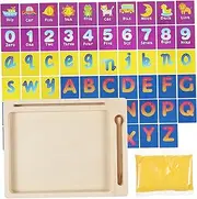 TOYANDONA Interactive Toys Sand Tracing Tray Letter Writing Practice for Boys and Girls Wooden Travel Drawing Board