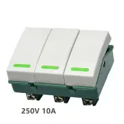 Universal Bathroom Heater Light Switch 3 Gang Wall Mount Power Switch 250V 10A