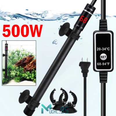 Adjustable Thermostat Water Heater Rod Submersible Aquarium Fish Tank Heater US