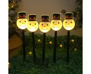 Set of 5 Energy Saving Outdoor Christmas Lights, snowman Shaped LED Solar Powered Christmas Lights, Outdoor Front Door Christmas Lights