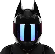 Motorcycle Helmets with Cat Ears, Flip Up Visors for Adults, ECE Certified Motocross Helmet, Motorcycle Crash Modular Helmet, Lightweight Design D,S(50~53cm)