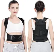 Corrector Back Brace for Women and Men Adjustable Straightener Fatigue from Neck Shoulder,Black-Medium,Black-Medium