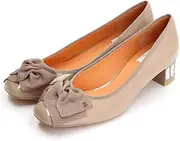 LANVIN en Bleu(ランバン オン ブルー) Lanvin on Blue 2367 Women's Bijou Heel Ribbon Pumps, GY Beige, 22.5 cm