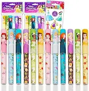 Disney Princess Pens Value Bulk Set Bundle - 12 Pack Princess Ballpoint Pens with Stickers (Princess School Supplies, Office Supplies, Party Favors)
