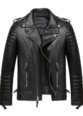 Mason & Cooper Mens Moto Leather Jacket XL NYC Motorcycle Punk Goth Padded Black