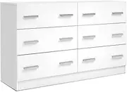 Artiss Chest of Drawers 6 Drawer White Tallboy, Dresser Clothes Storage Cabinet Organizer Lowboy Bedside Table Bedroom Furniture Home Living Room Hallway Entryway