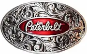[OTRIEK] TotalShop Peterbilt Truck Belt Buckle, Red Silver, Red Silver, Large