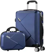 2Pcs Luggage Set with Trolley Bag Travel Suitcase Set Navy