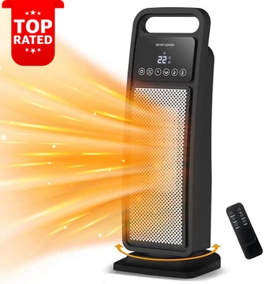 2000W Ceramic Heater with Thermostat & Remote, Portable Electric Heater Fan with