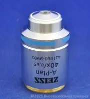 Zeiss A-Plan 40x /0.65, ∞/0.17 mm. Spring M27 Thread Microscope Objective - New
