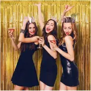 Party Backdrop (SET of 2) Stunning Gold Foil Fringe Curtains Photo Booth Decor