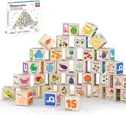 Magnetic Cubes 36 Piece Magnet Building Block Sensory Activity Center 1" Puzzle Cube 216 Pattern Early Education Toy Letter Alphabet Number Shape STEAM Learning Blocks Boy Girl Toddlers 3+ Montessori