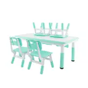 Costway Kids Table & 4 Chairs Set Height Adjustable Table Study Activity Table - Green