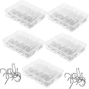 VANZACK 5 Sets Barbing Hook Set Trout Fish Hooks Steel Fishing Hooks Fishing Tackle Kit Catfish Hooks Bass Fishing Hooks Freshwater Worm Hooks Fishing Gear Black High-Carbon Steel