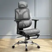 Ergonomic High Back Office Chair with Footrest Grey Mesh