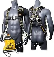 KwikSafety (Charlotte, NC THUNDER Fall Protection Safety Harness (w/ 3 D-Rings) Full Body Construction PPE ANSI Tested OSHA