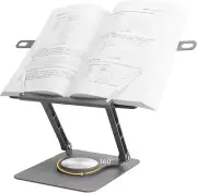 Metals Book Stand for Reading,360°Rotation Base with Non-Slip Pads Adjustable Te
