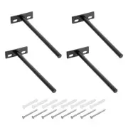 4 Set Floating Shelf Bracket 8", T Brackets for Shelves with Screws, Black