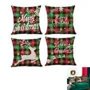 4pcs Christmas Pillow Cover 45cm Linen Throw Pillowcase for Christmas Home Party Decorations-Each of Style