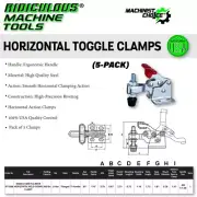 300LB Carbon Steel U-Bar Flange Base Horizontal Clamp - 5 Pack: Heavy-Duty
