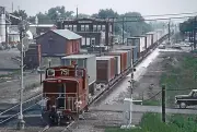 ATSF 5051, 3807, and 8738 and train and caboose Marceline MO 5 x 7 Photo