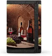 [HJKBCV] Red Wine Cellar Trifold Wallet Credit Card Purse Portable Outdoor Sports Wallets Pocket Coin Wallet with Id Window for Men Women, style, One size, Style, One size