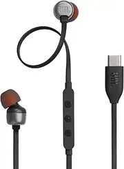 JBL Tune 310C - Wired Hi-Res in-Ear Headphones, Tangle-Free Flat Cable, 3-Button Remote with Microphone (Black)