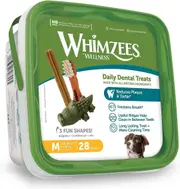 WHIMZEES Natural Daily Dental Chews For Adult Dog Medium Breed Variety Box 28 Packs
