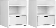 Artiss 2X Bedside Table Drawers Side Table Storage Cabinet Nightstand White FARA