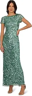 [Adrianna Papell] Women's Beaded Mesh Long Dress