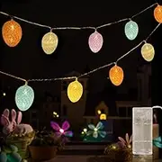 TheaPro Easter Egg Lights Battery Powered 1.5M/4.9FT 10LED Egg String Lights Colorful Fairy Light for Easter, Party, Fireplace, Mantels, Entrance, Tree, Home Decorations, Clear Wire