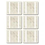 Cinnamon Hamptons Oak Cork Backed Drink Coasters Set 6