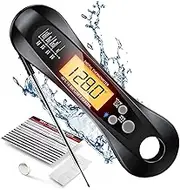 Digital Instant Read Meat Thermometer – Waterproof Food Thermometer with Backlight, Calibration, Foldable Probe & Magnet for BBQ, Grill, Roasting Turkey, Candy, Deep Fry & Kitchen Multi-Use