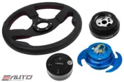 NRG 320 Race Leather Steering Wheel Red St 170H Hub Gen3 Blue Release Lock LB a