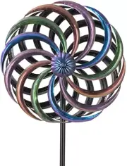 Wind Spinner Rainbow Metal Kinetic Dual Outdoor Yard Garden Patio Lawn Art Decor