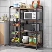 Microwave Storage Rack 4 Tier Microwave Oven Rackon Wheel Cart Kitchen Bakers Racks with Storage Holder Microwave Oven Stand Shelf Microwave Oven Rack (Color : B, Size : 80 * 30 * 103cm)