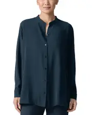 Eileen Fisher Mandarin Collar Silk Shirt