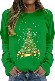 [MOLayys] Amazon Products Sold by Amazon Only,Leopard Short Sleeve Shirts for Women Women's Round Neck Long Sleeved Solid Christmas Tree Women Maternity (A-Green, XL), A-green, X-Large