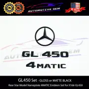 GL450 4MATIC Rear Star Emblem Black Letter Badge Logo Set AMG Mercedes X166