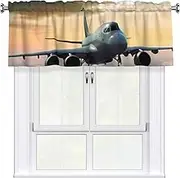 LHBWCVN Airplane Valances for Windows, Rod Pocket Window Treatment Drapes Farmhouse Kitchen Curtains Short Blackout Window Curtains for Living Room Bedroom Decor 54x18 Inch