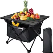 Aluminum Folding Camping Table,Portable Beach Table,Lightweight Aluminum Collapsible Table,Top Camping Side Tables with Storage Bag for Outdoor Picnic