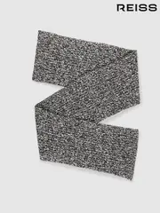 Reiss Black/White Kallie Cotton-Wool Ribbed Mouliné Scarf (E45237) | $195