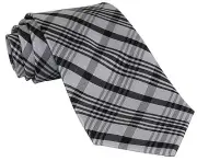 New Milani Men's Polyester Stripes Neck Tie Necktie Only White/Black/Silver Prom