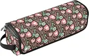 [sanluoli] 2-in-1 Curling Iron Travel Case with Iron Mat Large Capacity Hair Tool Organizer Happy Valentine's Day Brown Cups Travel Essentials for Women