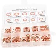 200pcs Copper Gasket Set Ring Seal Oil Sump Plug Washer Assortment Sealing Washers Kit for Easy Installation
