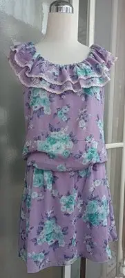 在飛比找Yahoo!奇摩拍賣優惠-專櫃 0918 紫色荷葉邊洋裝