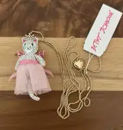 Betsey Johnson Gold Tone Holiday Whimsy Fairy Princess Cat Pendant Necklace NWT