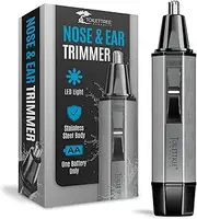 ToiletTree Products Toilettree Professional Water Resistant Heavy Duty Steel Nose Trimmer With Led Light, Silver