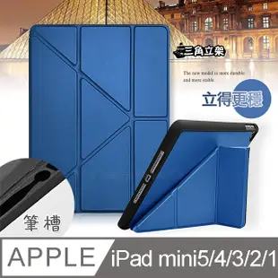 CITY都會風 2019 iPad mini/5/4/3/2/1 共用 三折Y折立架皮套(流光藍)