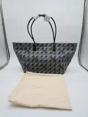 NWT Tory Burch Navy Canvas Basketweave Tote Bag With Dustbag